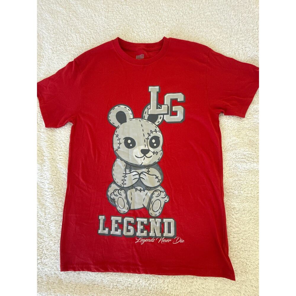 Brisco Legend Men's Medium Red Graphic T-Shirt Teddy Bear Streetwear